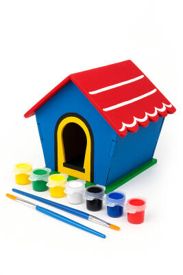 Ahşap Oyuncak Kuş Evi ve Ev Boyama Seti, Ahşap Boyama Evi, Ahşap Oyuncak Yapboz Kuş Evi