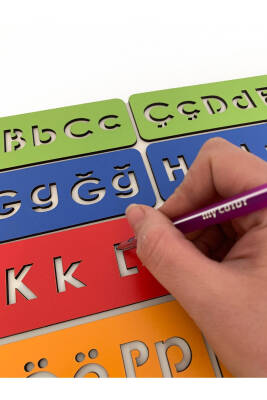 Eğitici Oyun Çocuk Montessori - Alfabe Öğrenme Seti - 5 Renkli El Kası Geliştirme 10 Parça