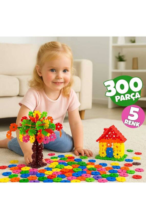 Masterflakes Eğitici Kilitli Diskler Stem Eğitimi Uyumlu 5 Renk 300 Parça Yapı Oyuncak Seti Flakes - 1