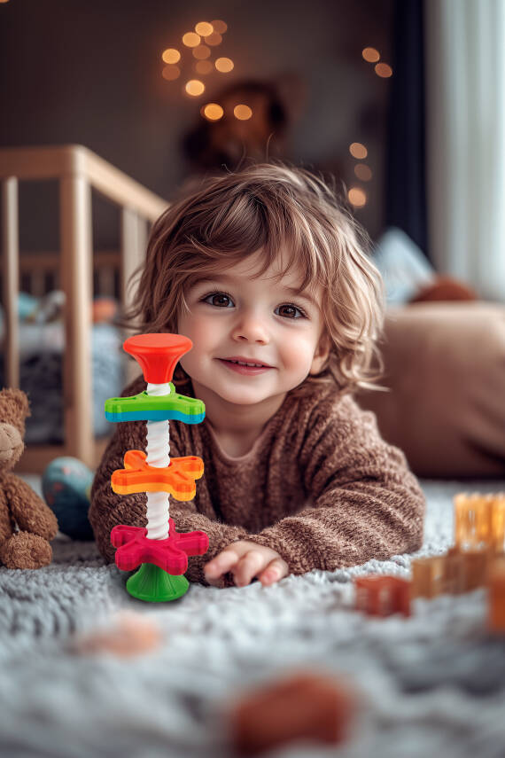 Mini Spinny Eğitici Oyuncak Dönen Eğlenceli Kuleler Motor Becerisi Gelişimi ve Duygusal Zeka Oyunu - 1