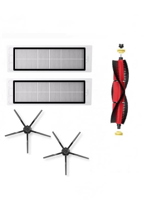 Roborock S6 MaxV Uyumlu 5 Parça Siyah Yan Fırçalı Set - 1