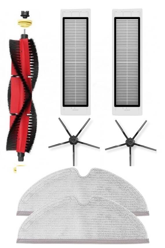 Roborock S6 MaxV Uyumlu 7 Parça Siyah Yan Fırçalı Set - 1